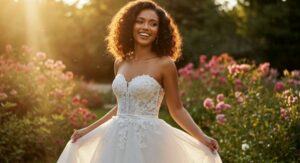 Vestido de Noiva com Tule Brilhoso: O Encanto do Brilho em Cada Detalhe