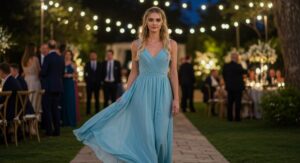 Serenidade em Movimento: Deslumbre com Vestidos Longos Azul Serenity e Arrase na Festa!
