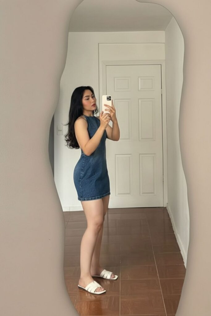 Vestido básico com sandália em inspiração romântica