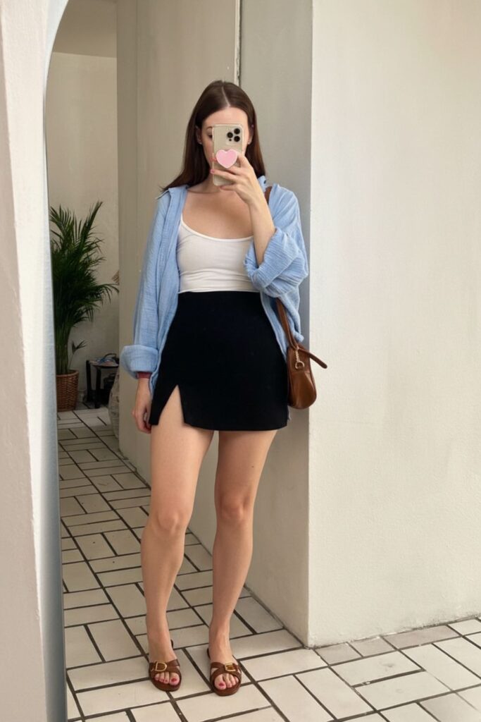 Ideia de look com vestido básico e sandália para usar em qualquer ocasião