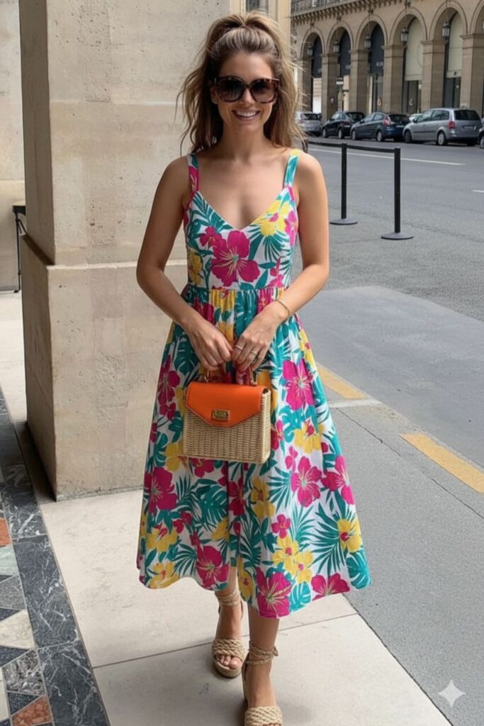Vestido básico com sandália em estilo casual elegante