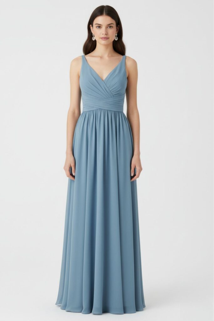 Vestido azul sofisticado para madrinha de casamento 2026