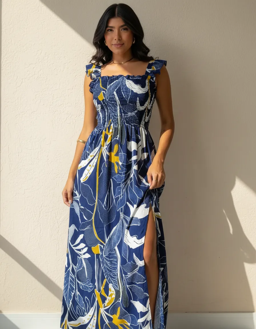 Vestido longo feminino casual lastex alcinha fenda barato