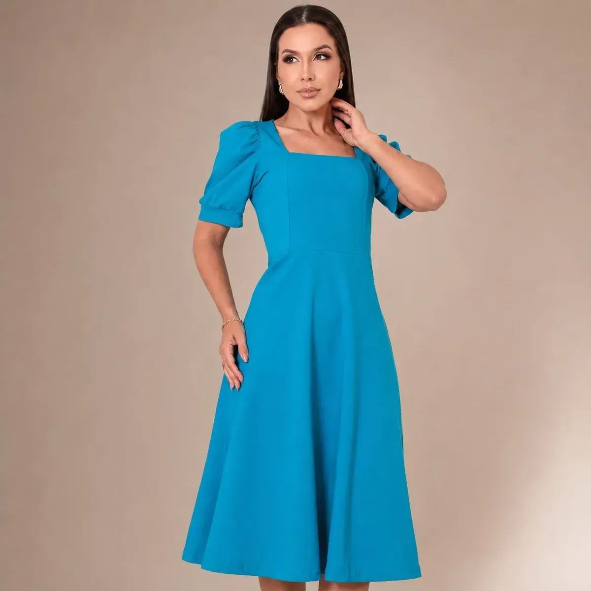 Vestido feminino rodado moda evangélica CCB casual conforto