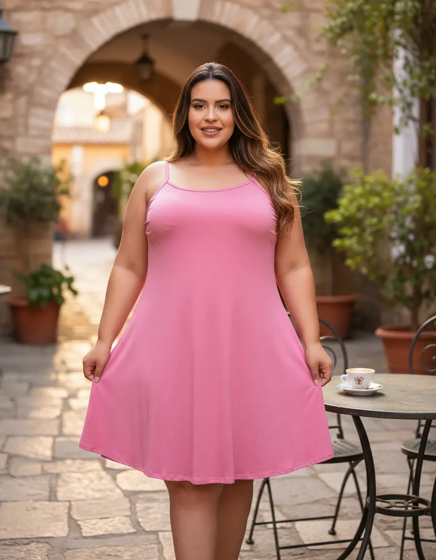 Vestido plus size de alcinha soltinho